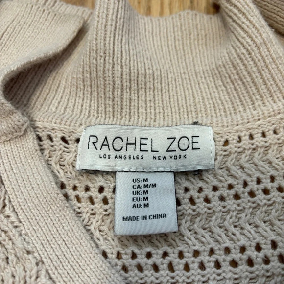 Rachel Zoe | Cream Knit V-Neck Pullover Long Sleeve Sweater with Banded Cuffs - Picture 2 of 6